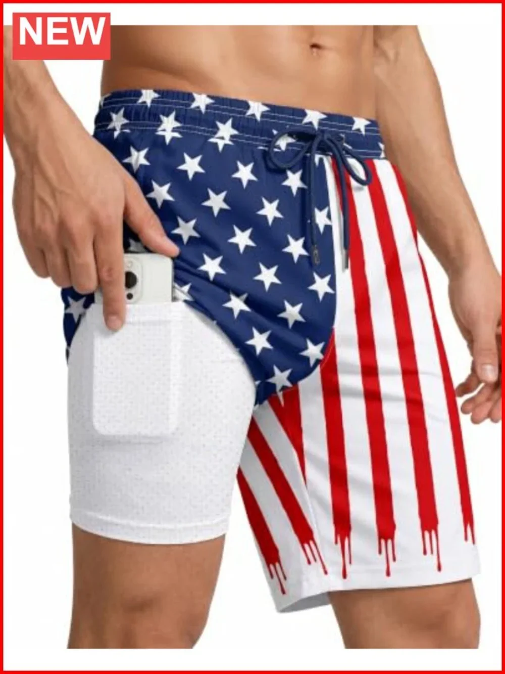 Men's 9 Inch Swim Trunks w/ Built-in Mesh Liner & Phone Pocket Quick Dry